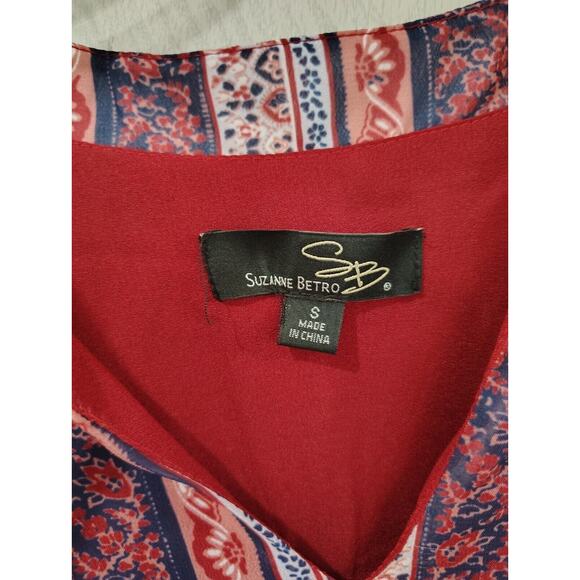 Suzanne Betro Women's Boho Tassled Tunic Dress Size S Floral Bell Sleeve - Picture 4 of 7